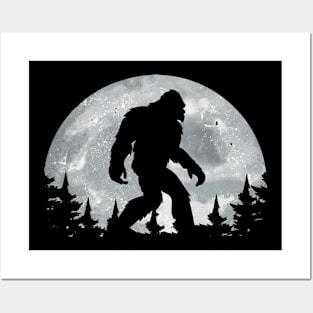 Bigfoot Night Moon Forest Posters and Art